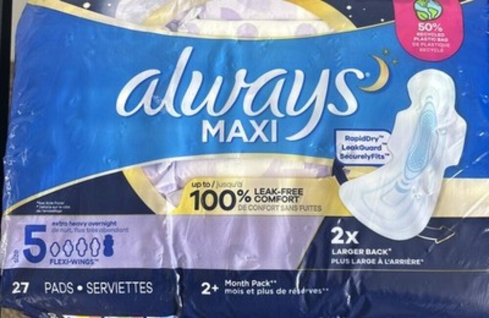 ALWAYS Maxi Extra Heavy Overnight Pads with Wings Size 5 27 Count